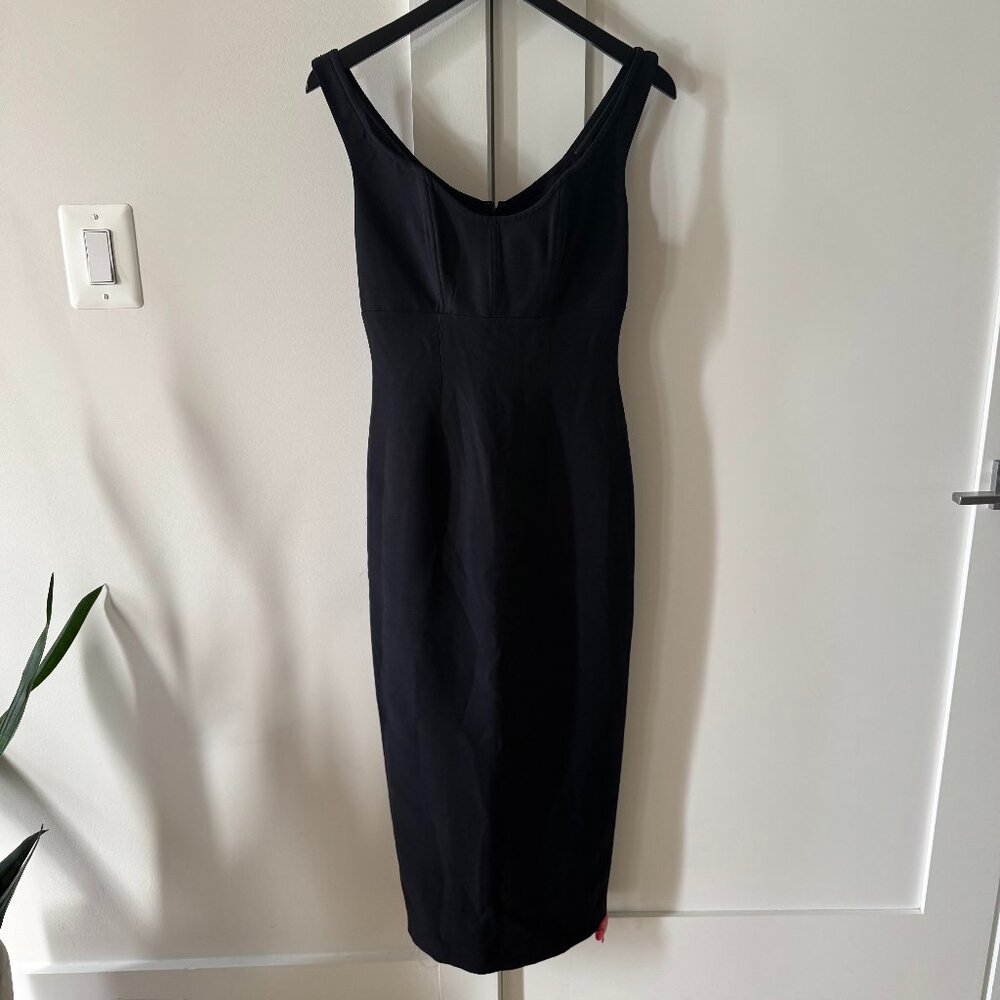 NWT NEW Roland Mouret Off the Shoulder Silk Wool Midi Dress Black Size 2